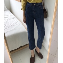 大码牛仔直筒裤女胖妹妹原宿阔腿九分裤大象腿女生潮